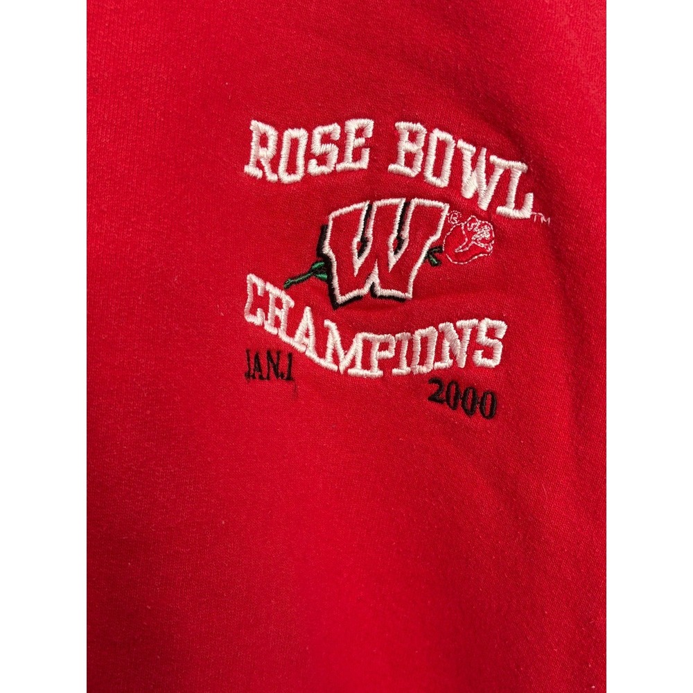 Wisconsin Badgers Gildan Football Sweatshirt Mens Red Fleece CrewNeck Large Y2K